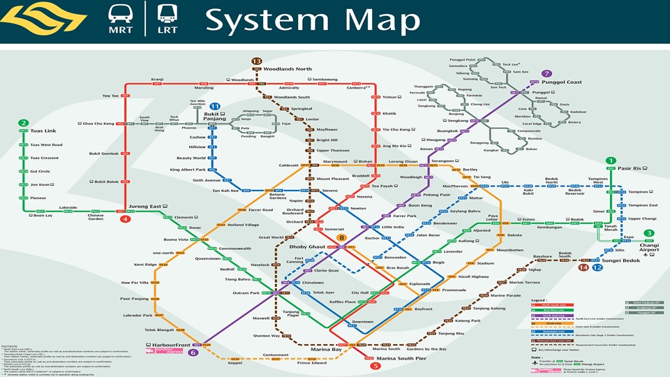Singapore MRT LRT System Map Route - Singapore Malaysia DIY Travel Guide